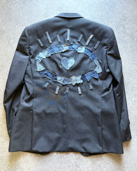 B3UPCYCLE - ALL EYEZ ON ME BLAZER BROKEN HEART GREY